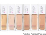 The image shows a set of six bottles of Makeup Revolution Super Stay 24H Foundation. The bottles are arranged in a row, with...