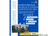 The image is an advertisement for KLE Society's Degree College Bachelor of Business Administration (BBA) program designed for...