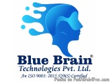 The image is a logo for Blue Brain Technologies Pvt. Ltd. It is a blue silhouette of a human head with a wave-like design on...