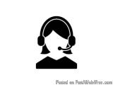 The image is a black and white icon of a person wearing a headset. The person appears to be a call center operator or a custo...