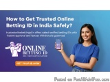 The image is an advertisement for an online betting platform called "Online Betting ID". The background is blue and the text...