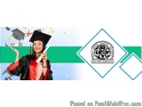 The image is a digital illustration of a young woman wearing a black graduation cap and gown, holding a diploma in her hand a...