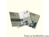 The image shows a tri-fold brochure or flyer with a green and white color scheme. The brochure is divided into three sections...