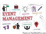 The image is a graphic representation of event management. It has a white background with the word "Event Management" written...