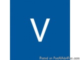 The image is a blue square with a white letter "V" in the center. The letter is in a simple, sans-serif font and is slightly...