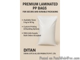 The image is an advertisement for a product called "Premium Laminated PP Bags for Secure and Durable Packaging". The advertis...