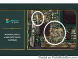 The image shows a close-up of a printed circuit board (PCB) with various electronic components. On the left side of the image...