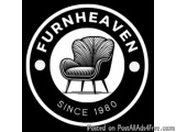 The image is a black and white circular logo with the words "FURNHEAVEN" written in bold, capital letters at the top. Below t...
