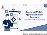 The image is an illustration of a man holding a laptop and standing in front of a large smartphone with a gearwheel on the sc...