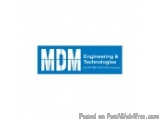 The image is a logo for a company called MDM. The logo is rectangular in shape and has a blue background. The word "MDM" is w...