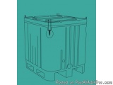 The image is a line drawing of a large, rectangular container with a lid on top. The container appears to be made of plastic...