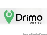 The image is a logo for a company called Drimo. The logo is a green map pointer with the word "Drimo" written in black capita...