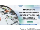 The image is an advertisement for Maharishi Markandeshwar University Online Education. The background of the image is white,...