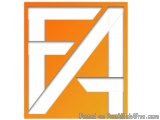 The image is a square with an orange background and a white letter "F" in the center. The letter is made up of two overlappin...