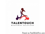 The image is a logo for a company called TalentTouch Manpower Solutions. The logo is a combination of two elements - a person...