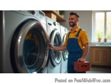In this image, we can see a man standing in front of a washing machine in a laundry room. He is wearing a yellow shirt and bl...