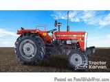 The image shows a red Massey Ferguson 1035 D tractor in a field. The tractor is a modern design with a large front wheel and...