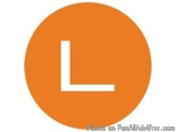 The image is a circular orange circle with a white letter "L" in the center. The letter is slightly tilted to the right and i...