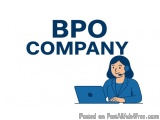 The image is a logo for a company called BPO Company. The logo is written in blue capital letters on a white background. Belo...