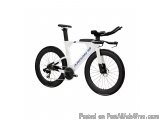 The image is of a white and blue bicycle with the brand name "ARGON 18" written on the frame. The bike has a sleek design wit...