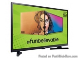The image is of a flat screen TV with a green background. On the screen, there is an illustration of a woman's face with blon...