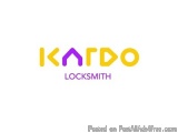 The image is a logo for a company called "Kardo Locksmith". The logo is written in a bold, sans-serif font and is in a combin...