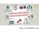 The image is a graphic representation of the concept of procurement management. It is divided into six sections, each represe...
