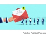 The image is an illustration of a hand holding a red envelope with the words "JOB OFFER" written on it. The envelope is being...