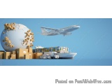 The image shows a 3D rendering of a globe with a stack of cardboard boxes on top of it. The globe is on the left side of the...