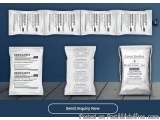The image shows four white packets of Desiccants, a type of food product. The packets are arranged in a horizontal line on a...