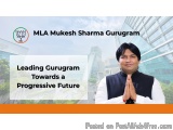 The image is a banner or advertisement for the MLA Mukesh Sharma Gurugram, a leading Gurugrams in India. The banner has a whi...