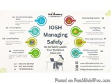 The image is an infographic titled "IOSH Managing Safely: Be the Safety Leader Your Workplace Deserves". It is divided into s...