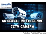 The image shows three CCTV cameras with the text "Artificial Intelligence CCTV Camera" above them. The cameras are white in c...