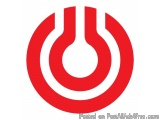 The image is a red circle with a white background. In the center of the circle, there is a white electric plug or switch. The...