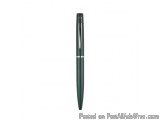The image is of a green ballpoint pen. The pen has a sleek and modern design with a pointed tip and a slim body. The body of...
