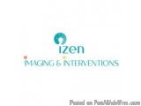 The image is a logo for a company called "izen Imaging & Interventions". The logo is a combination of the company name "izen"...