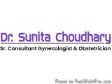 The image is a logo for Dr. Sunita Choudhary, a gynecologist and obstetrician. The logo is written in purple text on a white...