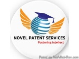 The image is a logo for Novel Patent Services, a company that provides fostering intellect. The logo is circular in shape and...