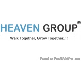 The image is a logo for a company called "HEAVEN GROUP". The logo is written in a modern, sans-serif font and is in a light b...