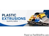 The image is a logo for Plastic Extrusions Suppliers. It has a blue background with white text that reads "PLASTIC EXTRUSIONS...
