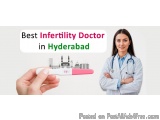 The image shows a hand holding a pregnancy test with the text "Best Infertility Doctor in Hyderabad" above it. On the right s...
