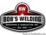 The image is a logo for Bob's Welding Machining & Fabrication, Inc. The logo is rectangular in shape and has a black backgrou...
