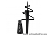 The image shows a black eyeliner pen with a black cap. The pen has a curved tip and a black tube with a silver cap. Next to t...