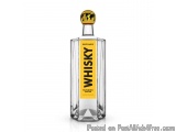 The image is of a bottle of Estuary Whisky. The bottle is made of clear glass and has a gold-colored cap with a globe-like de...