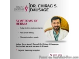 The image is an advertisement for Dr. Chirag S. Dausage, a surgeon at Gayatri Swaroop Hospital. The advertisement features a...