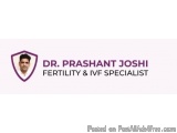 The image is a logo for Dr. Prashant Joshi, a fertility and IVF specialist. The logo is a shield-shaped shield with a purple...