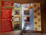 The image is a photograph of a Disney Learning Preschool brochure. The brochure is divided into two sections, with the left s...