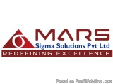The image is a logo of Mars Sigma Solutions Pvt Ltd. The logo is a red triangle with the company name written in white text....