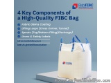 The image shows a large white fiberglass bag with blue handles. The bag is placed on a white pedestal with a blue background....