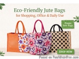 The image shows three eco-friendly jute bags for shopping, office & daily use. The bags are made of a sturdy material and hav...
